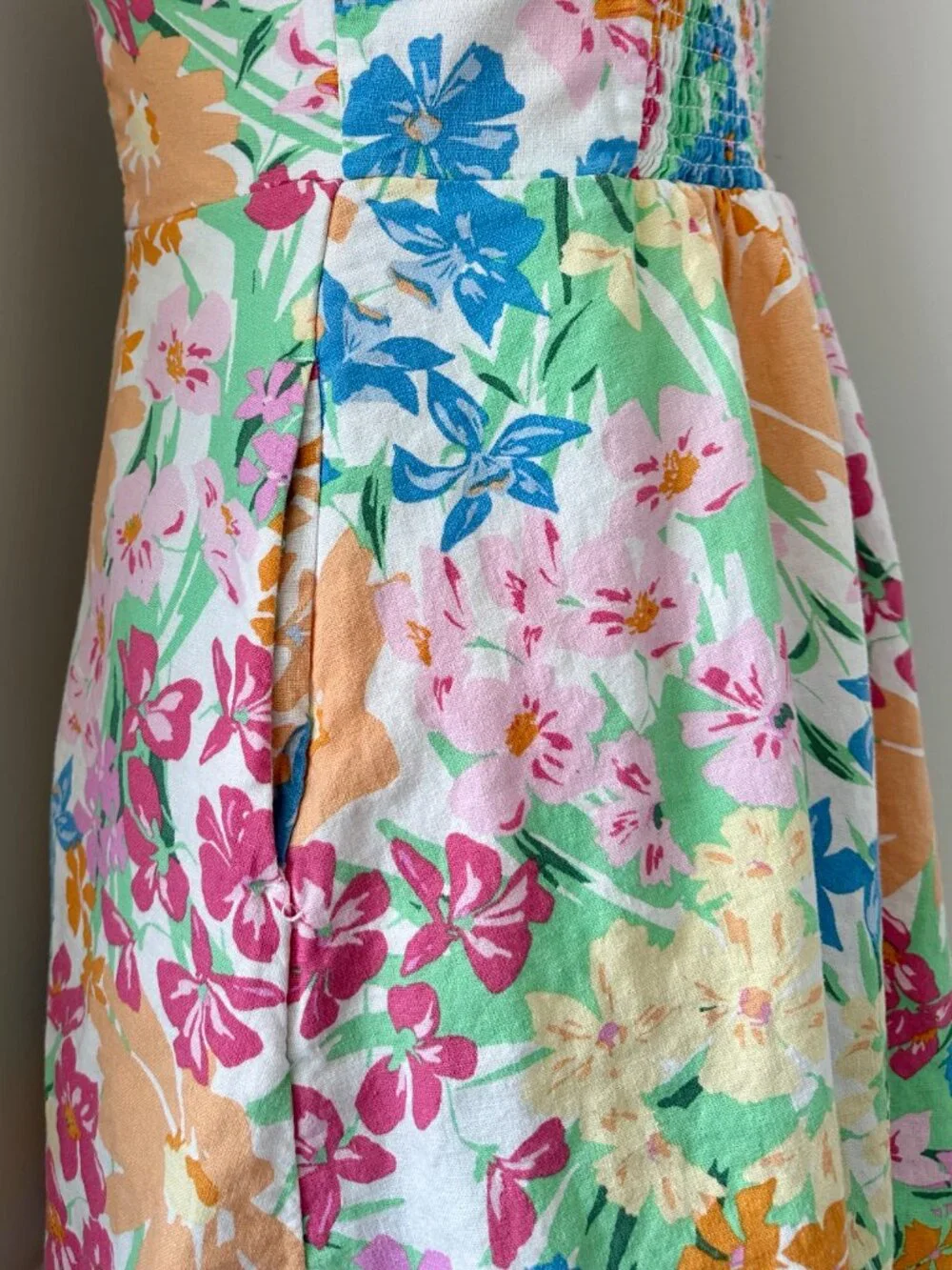 🌼 Old Navy Floral Linen Cottagecore Mini Dress Small - Picture 5 of 7